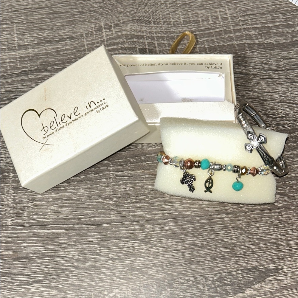 Women's Charm Bracelet - Silver, Brown, Turquoise